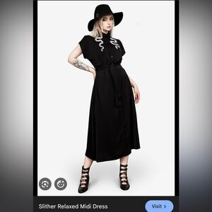 Disturbia Midi Dress Black Snake Slither Goth Size 16 L/XL